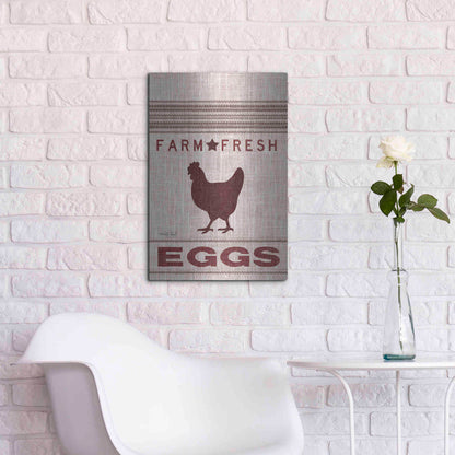 Luxe Metal Art 'Grain Sack Eggs' by Cindy Jacobs, Metal Wall Art,16x24