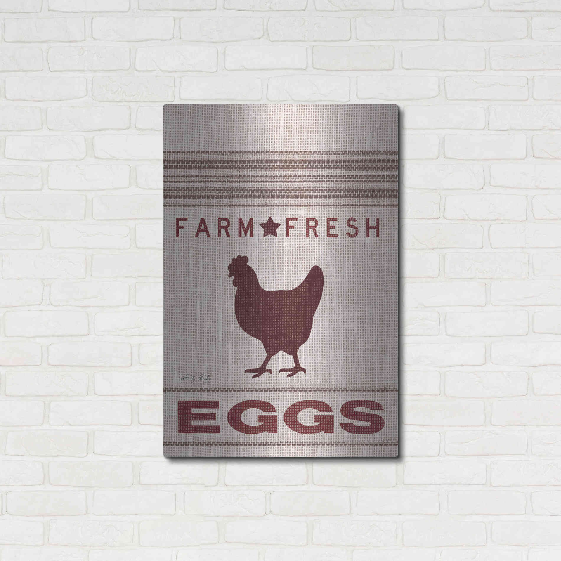 Luxe Metal Art 'Grain Sack Eggs' by Cindy Jacobs, Metal Wall Art,24x36