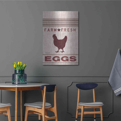 Luxe Metal Art 'Grain Sack Eggs' by Cindy Jacobs, Metal Wall Art,24x36