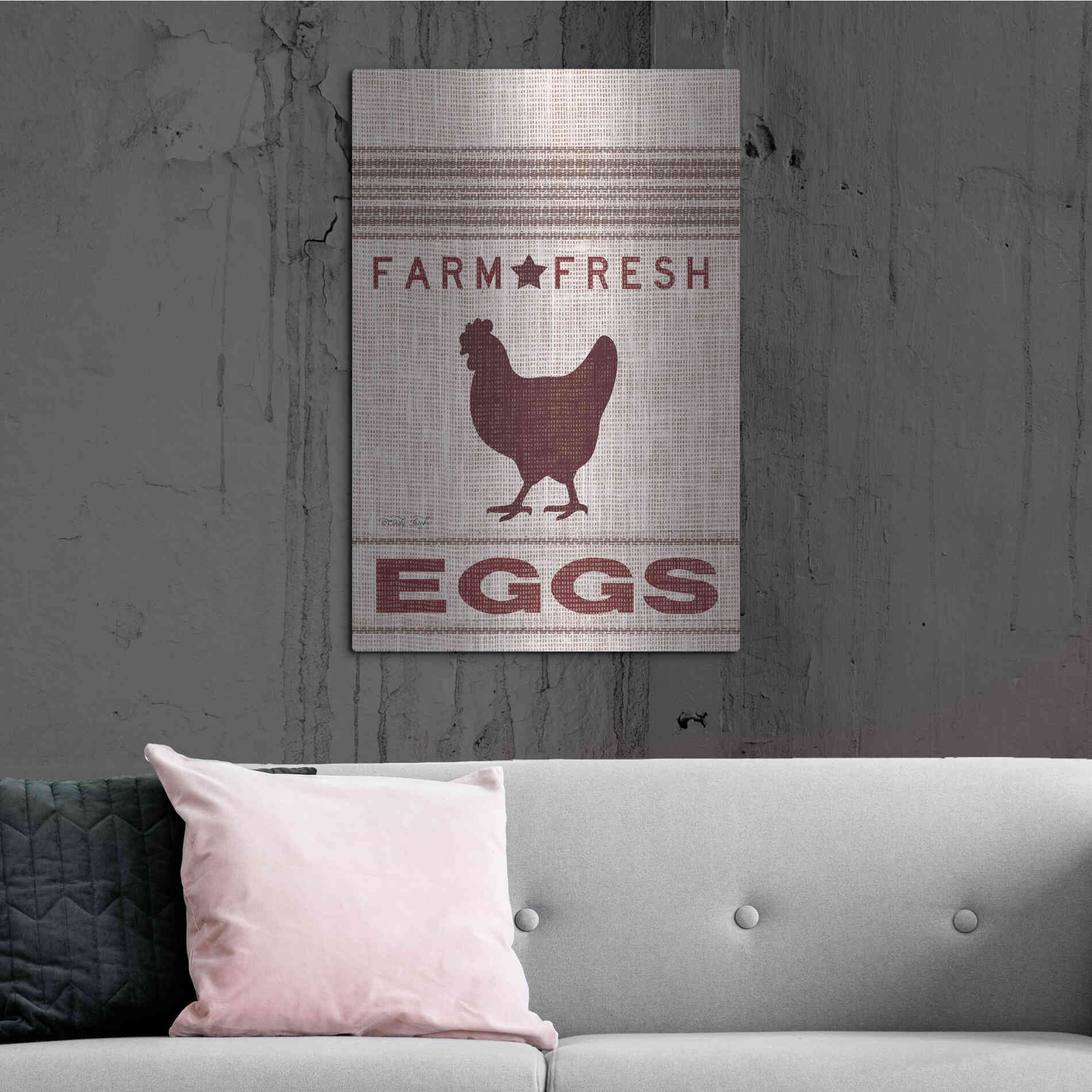 Luxe Metal Art 'Grain Sack Eggs' by Cindy Jacobs, Metal Wall Art,24x36