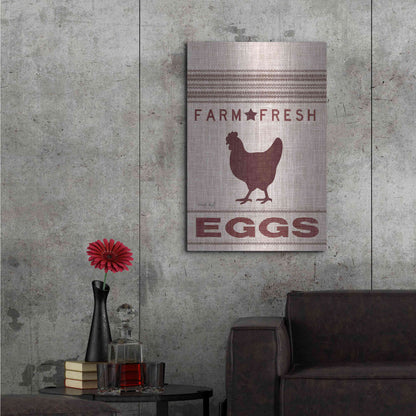 Luxe Metal Art 'Grain Sack Eggs' by Cindy Jacobs, Metal Wall Art,24x36