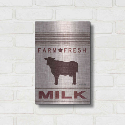 Luxe Metal Art 'Grain Sack Milk' by Cindy Jacobs, Metal Wall Art,12x16