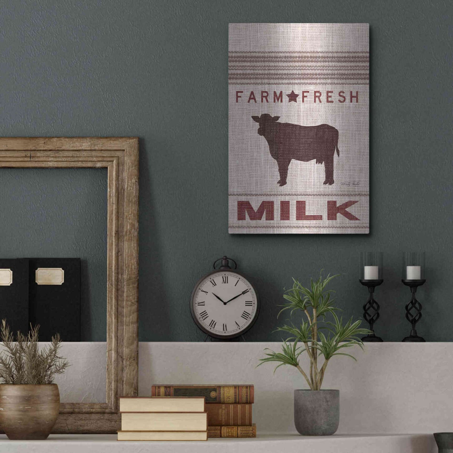 Luxe Metal Art 'Grain Sack Milk' by Cindy Jacobs, Metal Wall Art,12x16