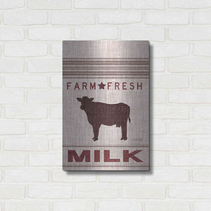 Luxe Metal Art 'Grain Sack Milk' by Cindy Jacobs, Metal Wall Art,16x24
