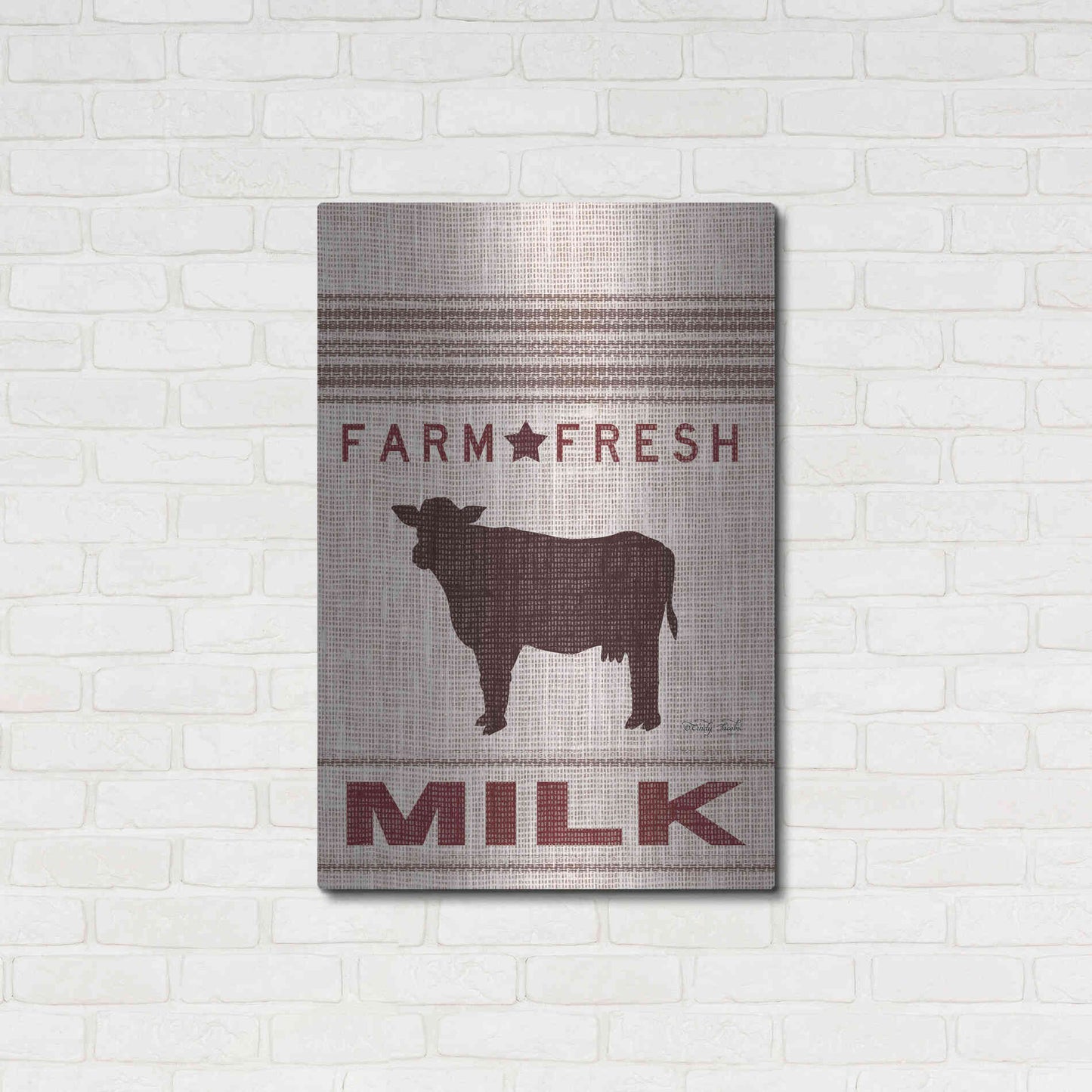 Luxe Metal Art 'Grain Sack Milk' by Cindy Jacobs, Metal Wall Art,24x36