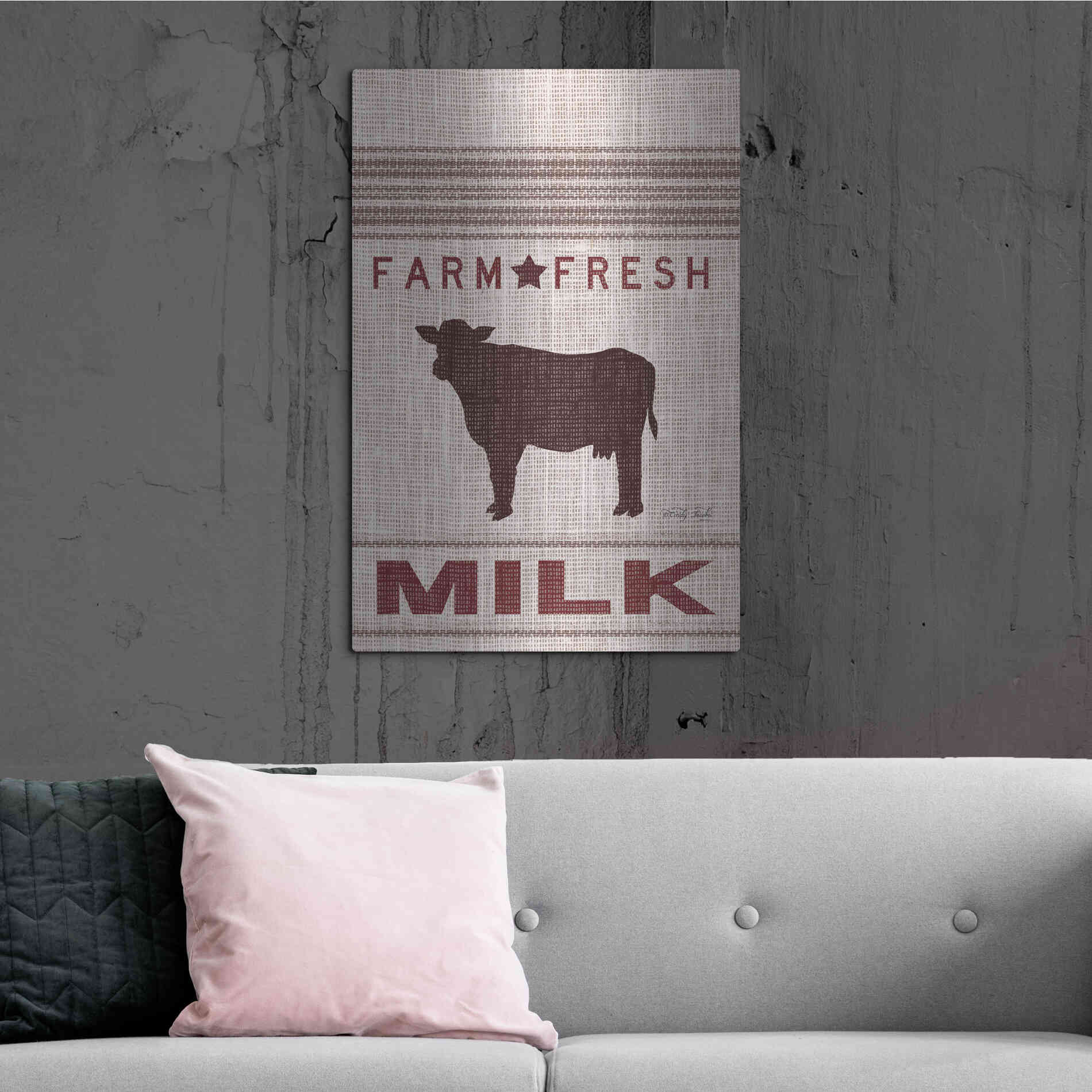 Luxe Metal Art 'Grain Sack Milk' by Cindy Jacobs, Metal Wall Art,24x36