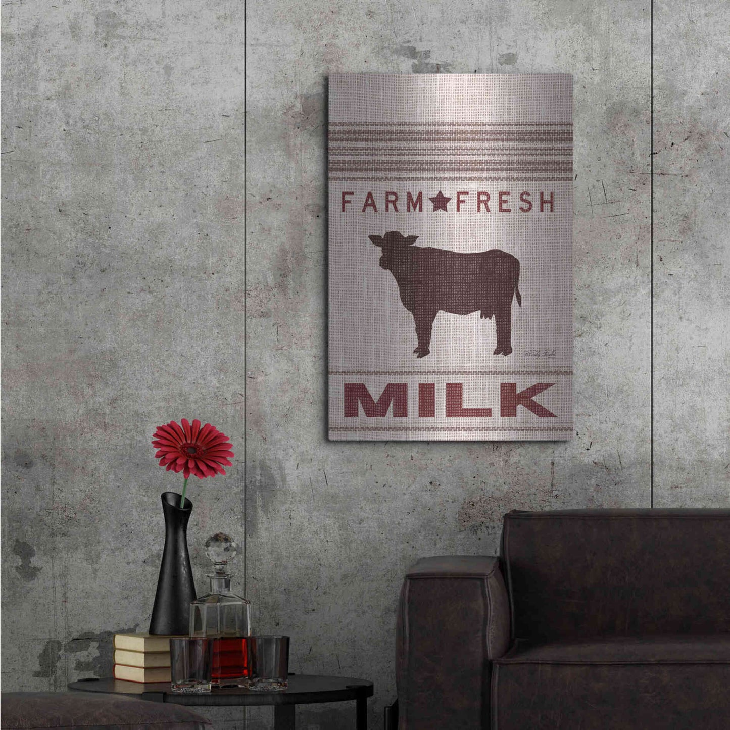 Luxe Metal Art 'Grain Sack Milk' by Cindy Jacobs, Metal Wall Art,24x36