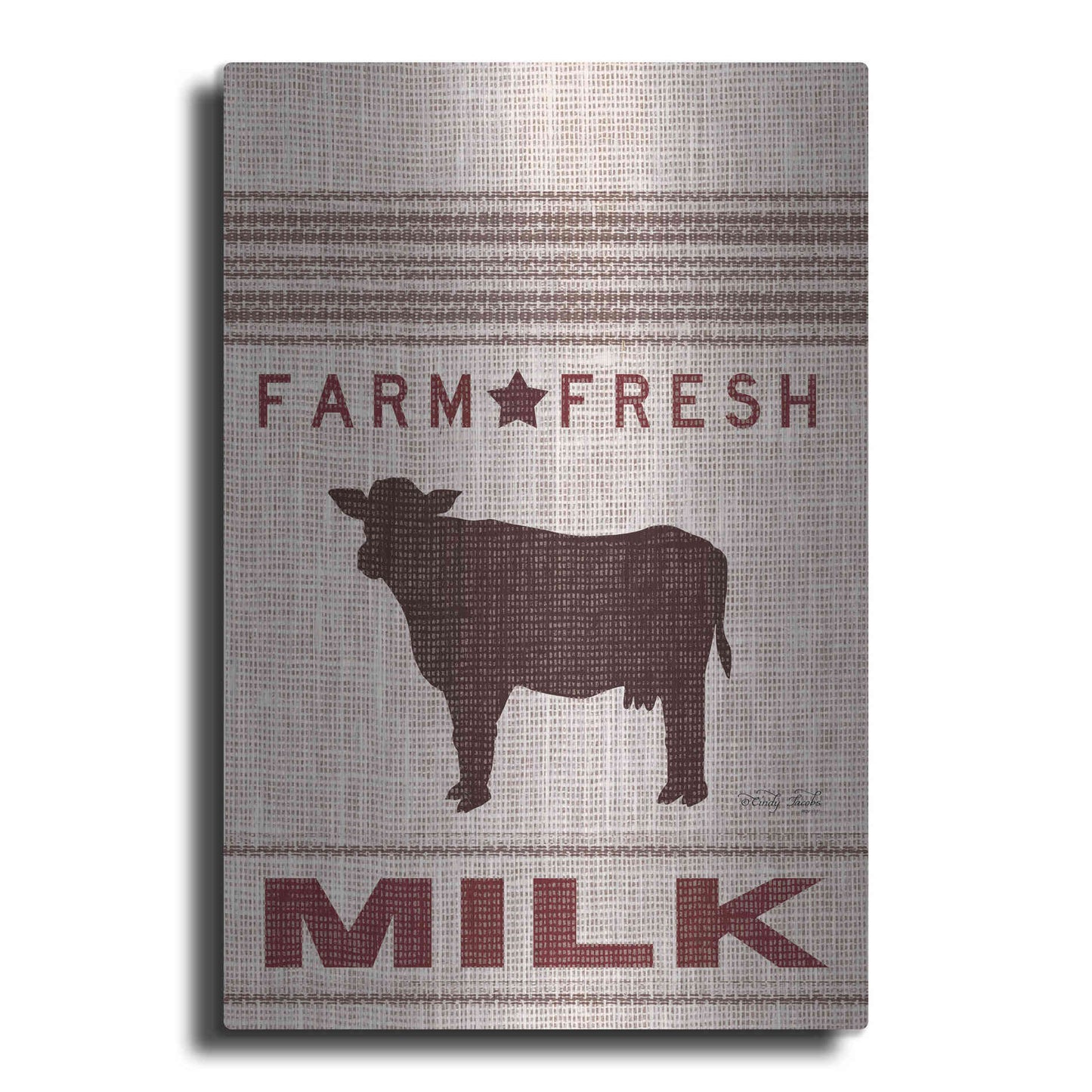 Luxe Metal Art 'Grain Sack Milk' by Cindy Jacobs, Metal Wall Art