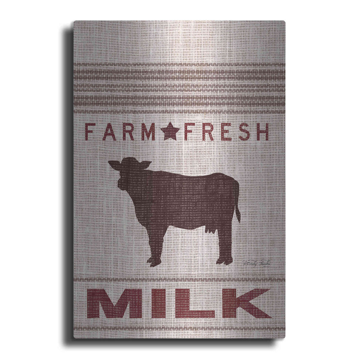 Luxe Metal Art 'Grain Sack Milk' by Cindy Jacobs, Metal Wall Art