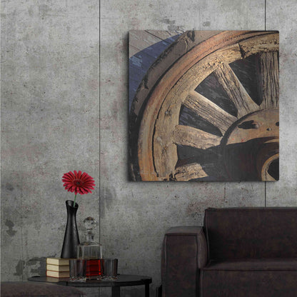 Luxe Metal Art 'Old Wheel I' by Cindy Jacobs, Metal Wall Art,36x36