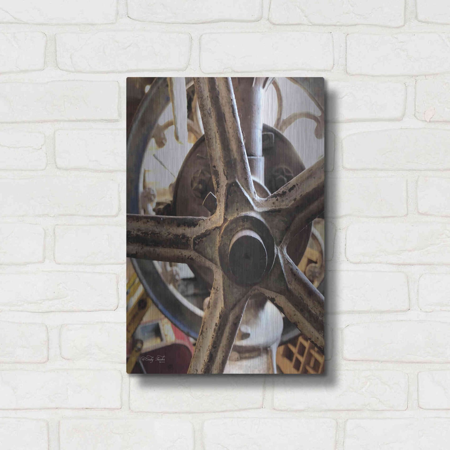 Luxe Metal Art 'Star Wheel' by Cindy Jacobs, Metal Wall Art,12x16