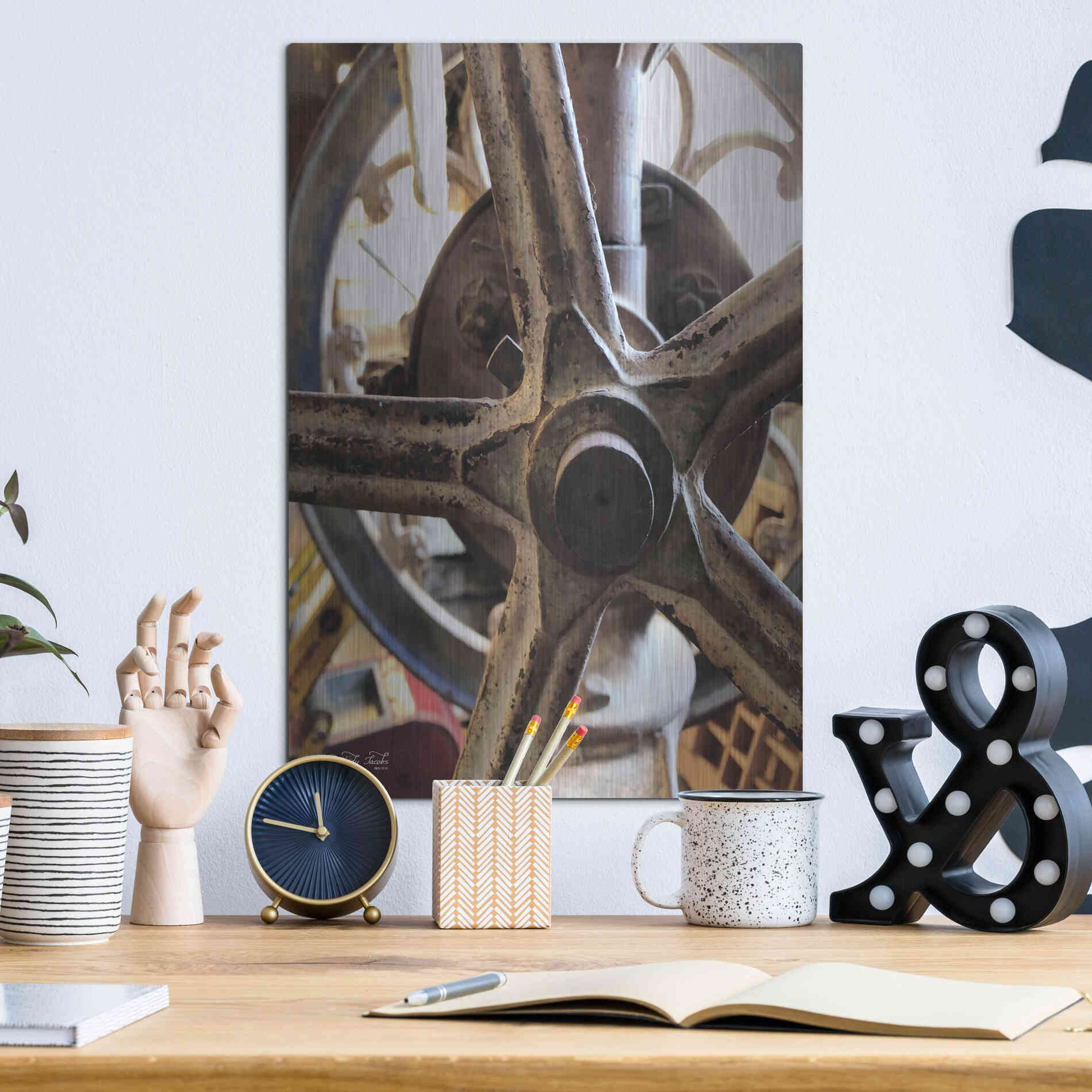 Luxe Metal Art 'Star Wheel' by Cindy Jacobs, Metal Wall Art,12x16