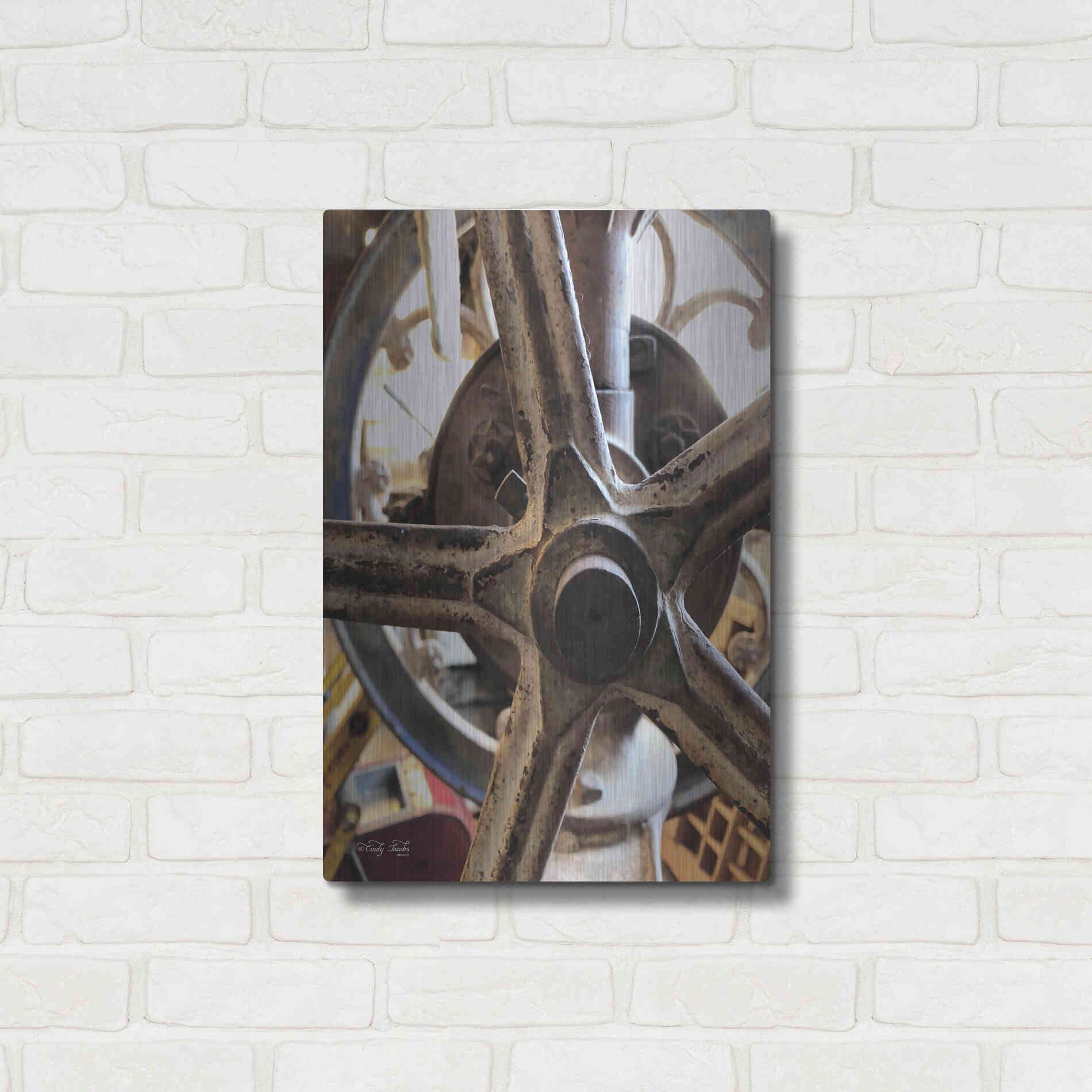 Luxe Metal Art 'Star Wheel' by Cindy Jacobs, Metal Wall Art,16x24