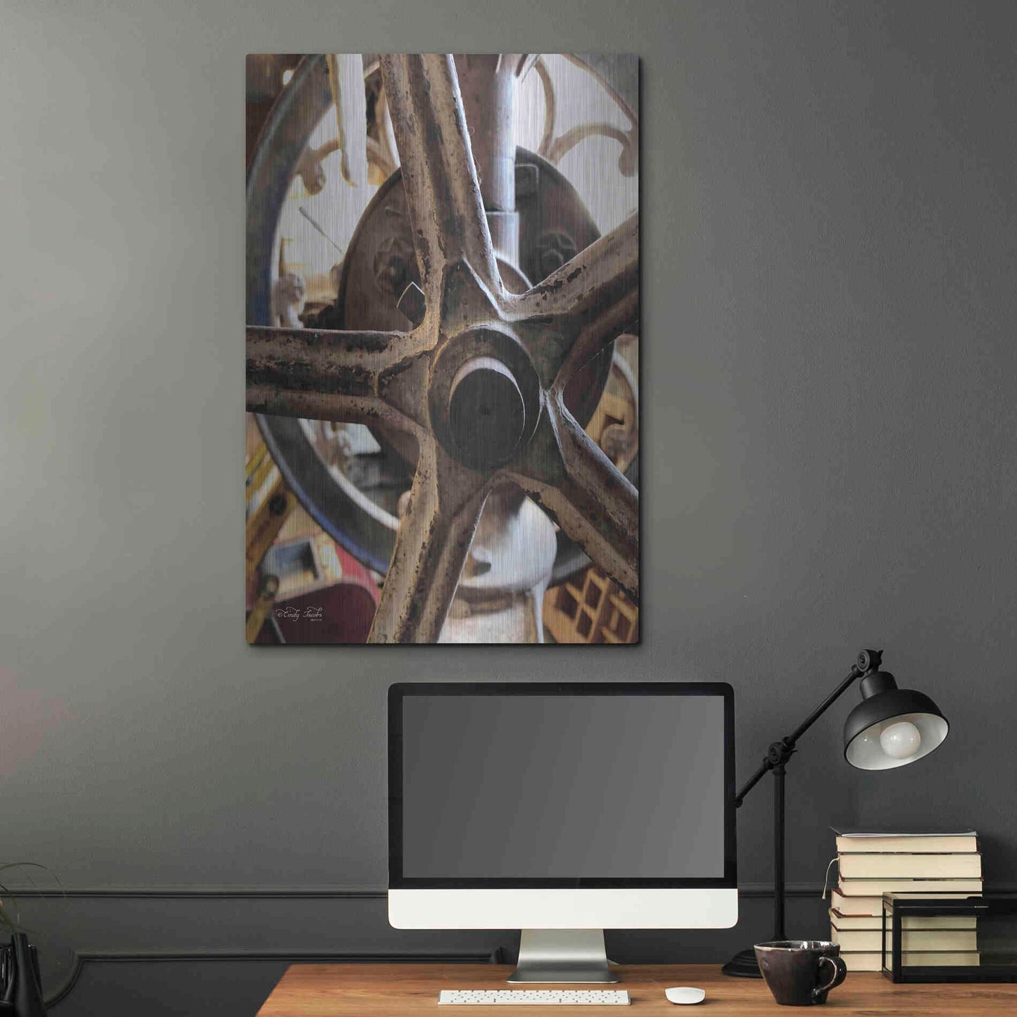 Luxe Metal Art 'Star Wheel' by Cindy Jacobs, Metal Wall Art,24x36