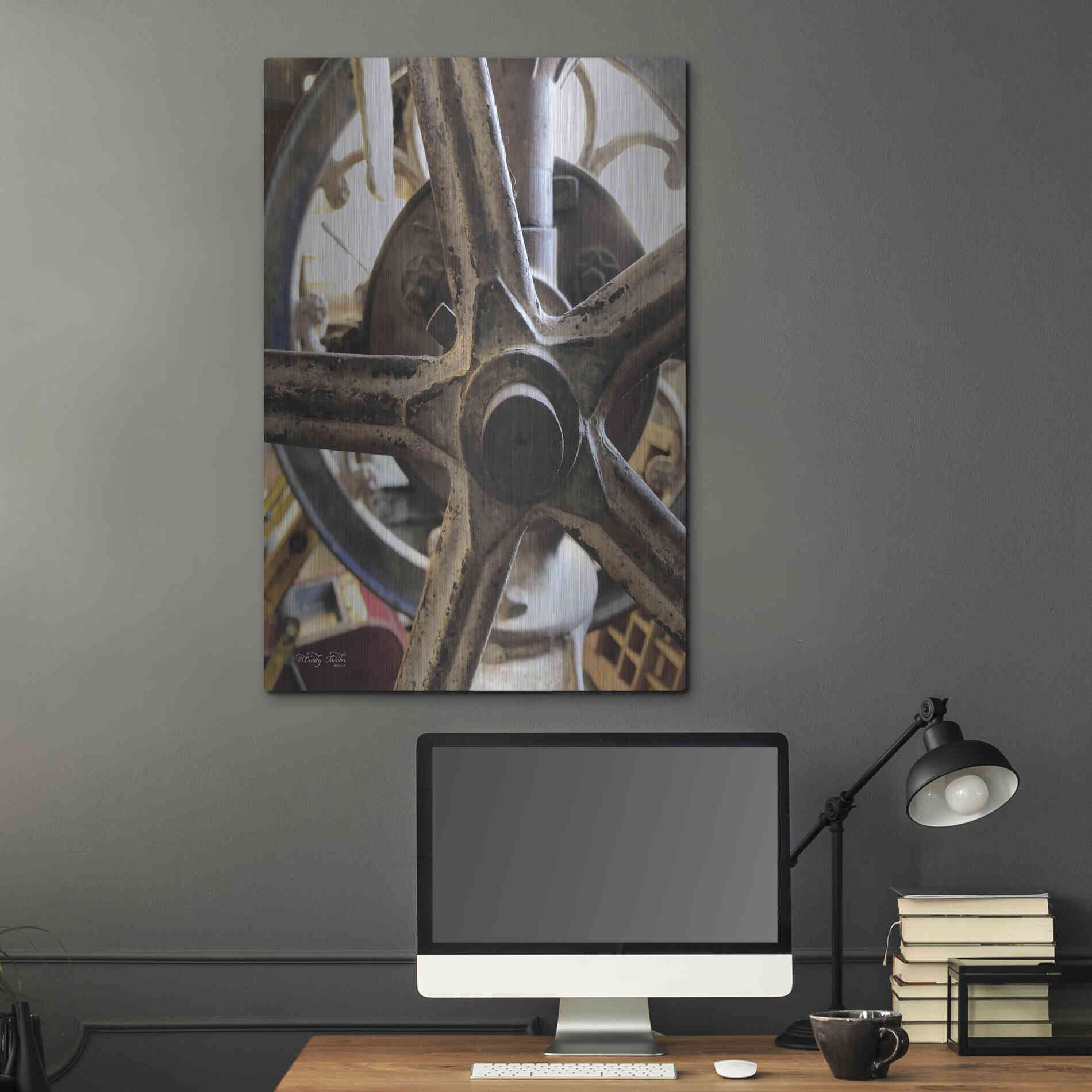 Luxe Metal Art 'Star Wheel' by Cindy Jacobs, Metal Wall Art,24x36