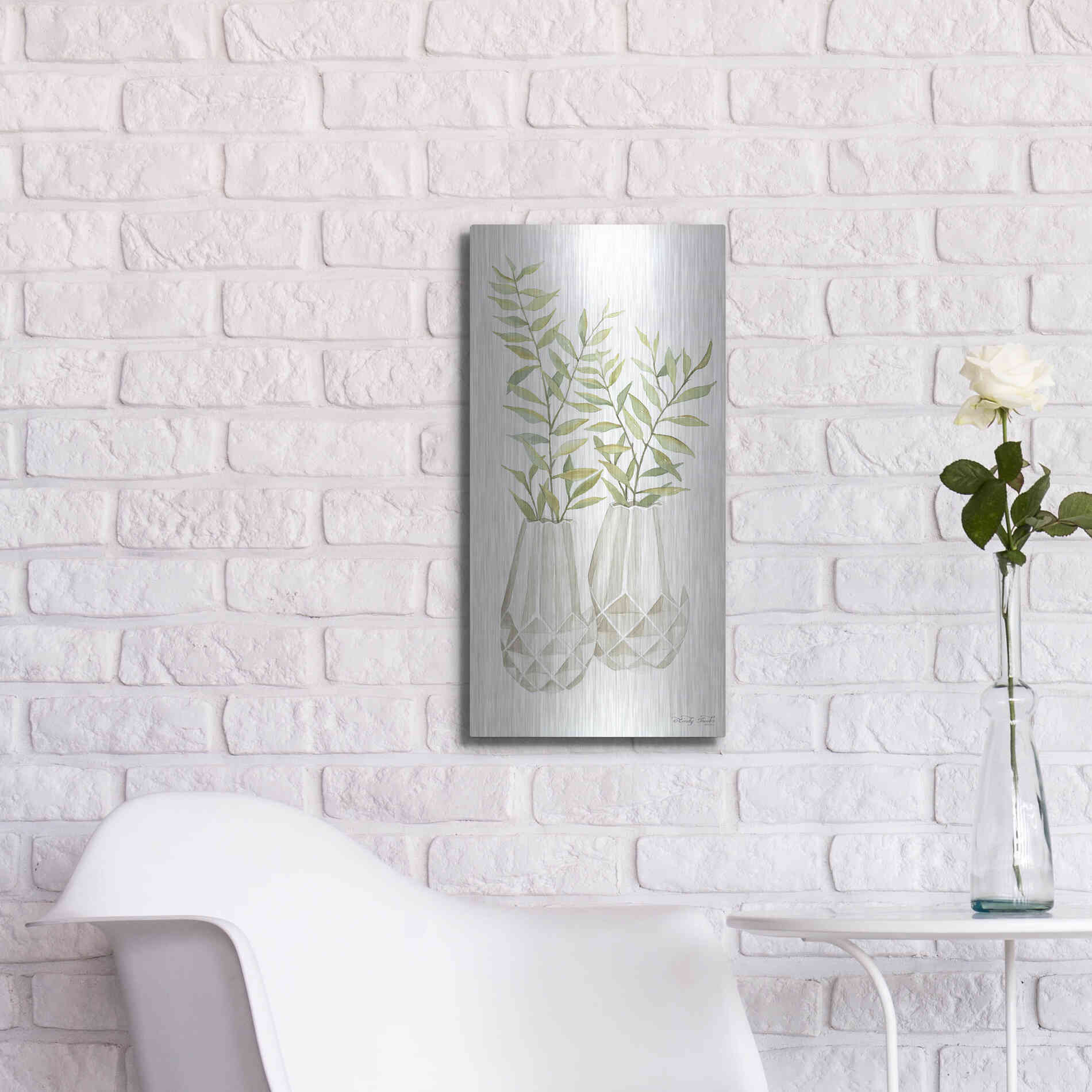 Luxe Metal Art 'Geometric Vase I' by Cindy Jacobs, Metal Wall Art,12x24