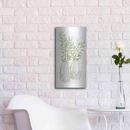 Luxe Metal Art 'Geometric Vase I' by Cindy Jacobs, Metal Wall Art,12x24