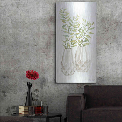 Luxe Metal Art 'Geometric Vase I' by Cindy Jacobs, Metal Wall Art,24x48