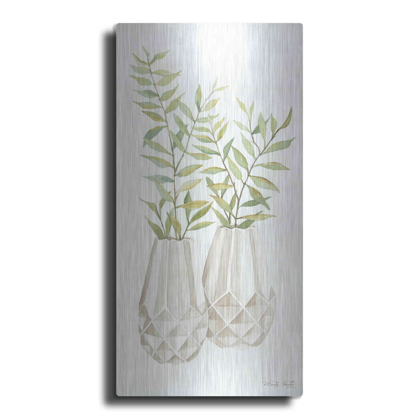 Luxe Metal Art 'Geometric Vase I' by Cindy Jacobs, Metal Wall Art