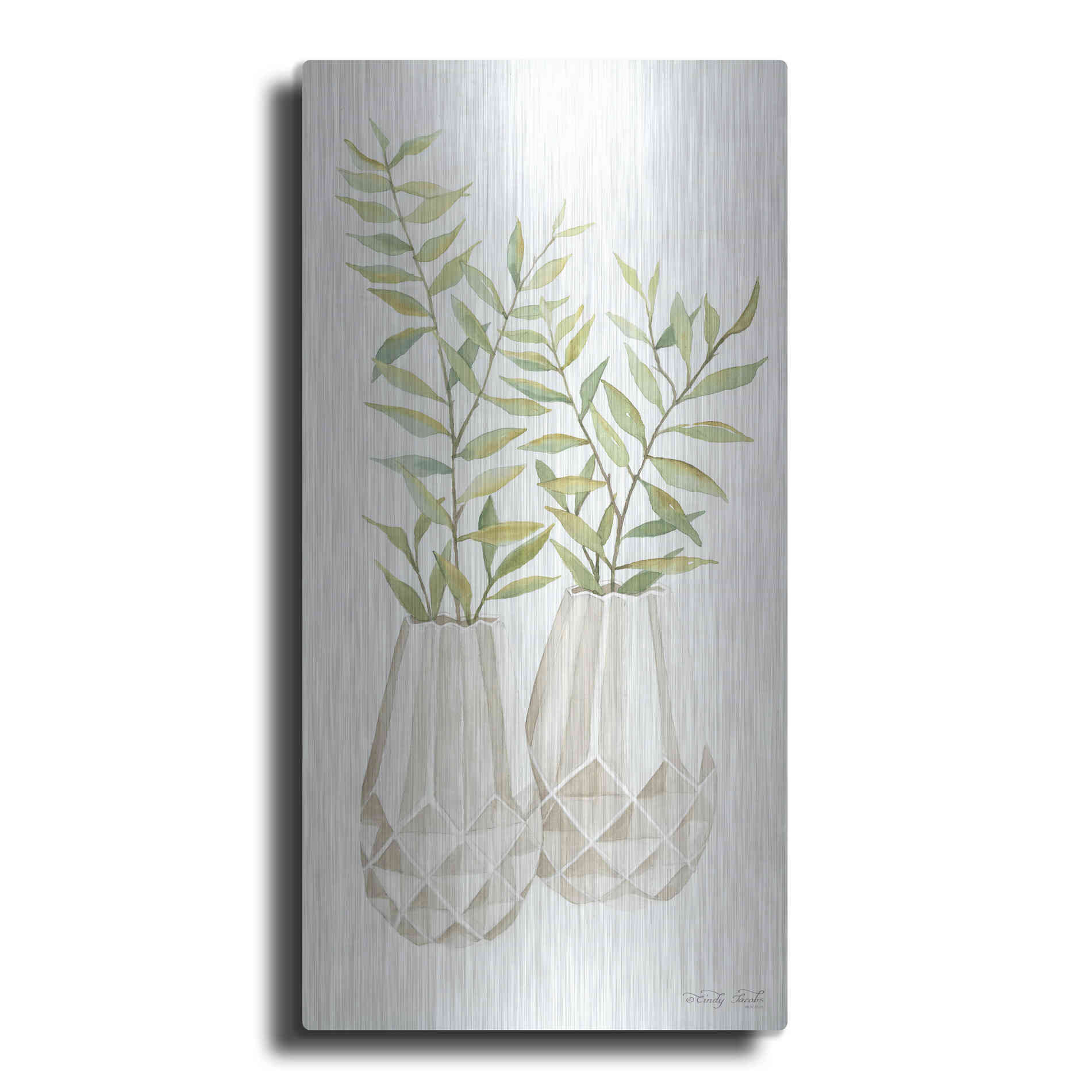 Luxe Metal Art 'Geometric Vase I' by Cindy Jacobs, Metal Wall Art