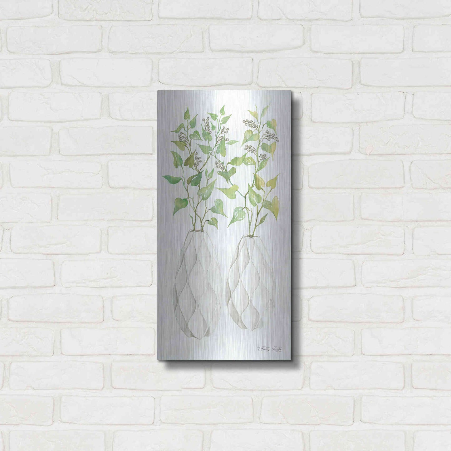 Luxe Metal Art 'Geometric Vase II' by Cindy Jacobs, Metal Wall Art,12x24