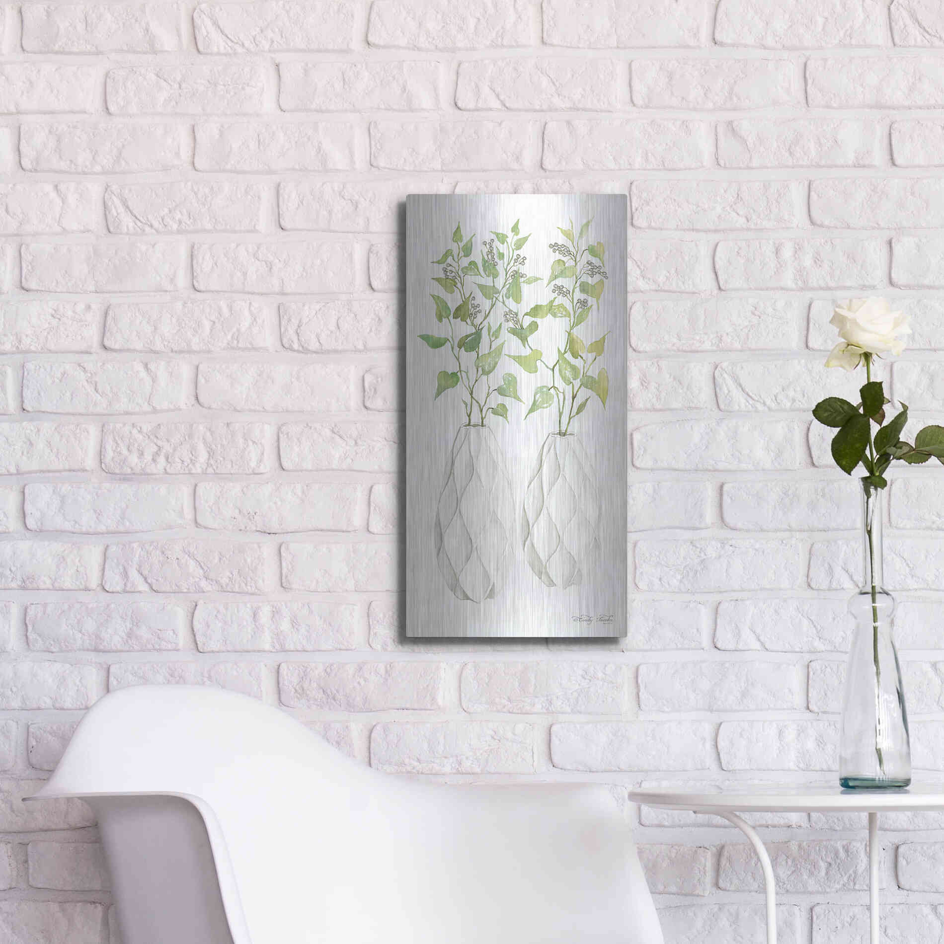 Luxe Metal Art 'Geometric Vase II' by Cindy Jacobs, Metal Wall Art,12x24