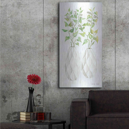 Luxe Metal Art 'Geometric Vase II' by Cindy Jacobs, Metal Wall Art,24x48
