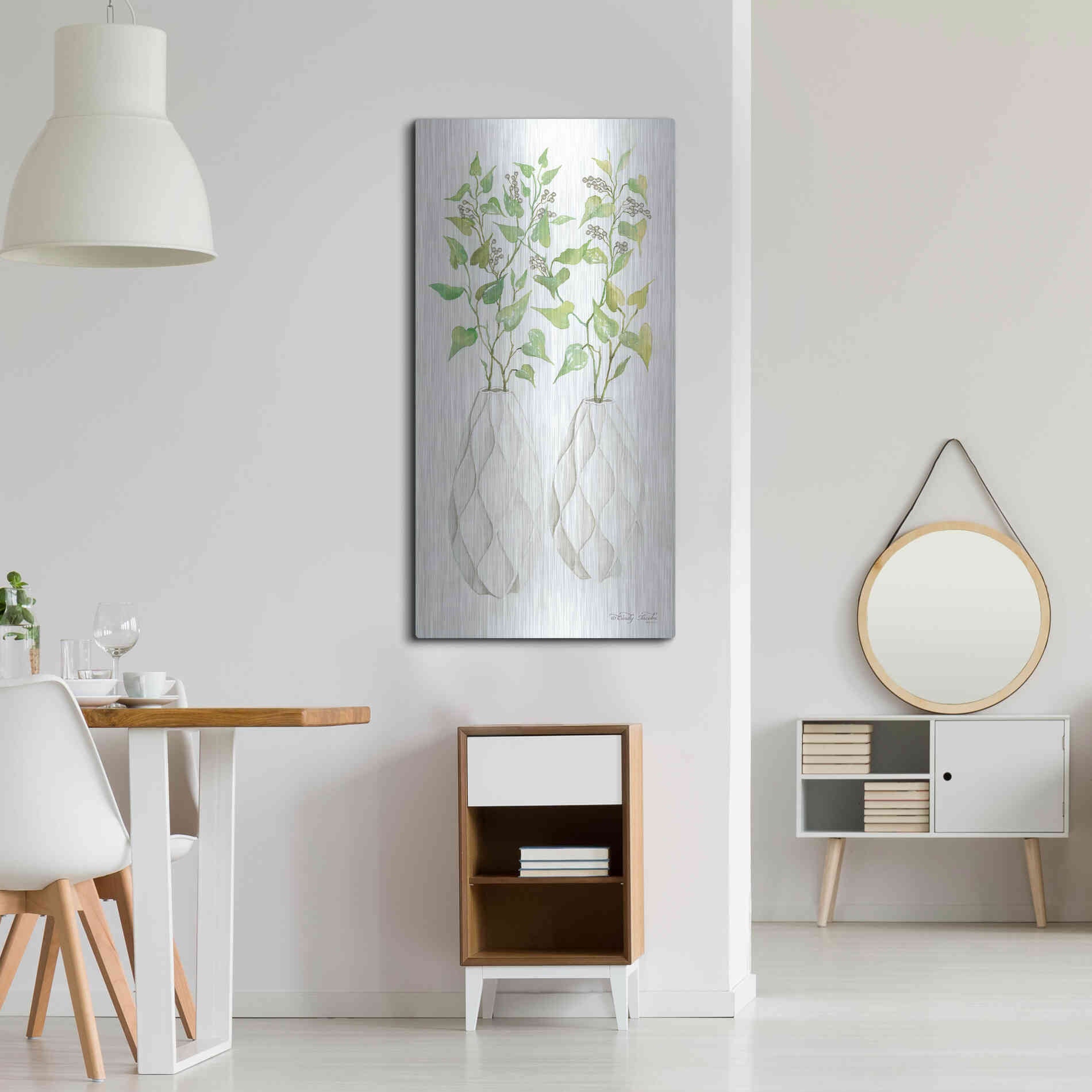 Luxe Metal Art 'Geometric Vase II' by Cindy Jacobs, Metal Wall Art,24x48