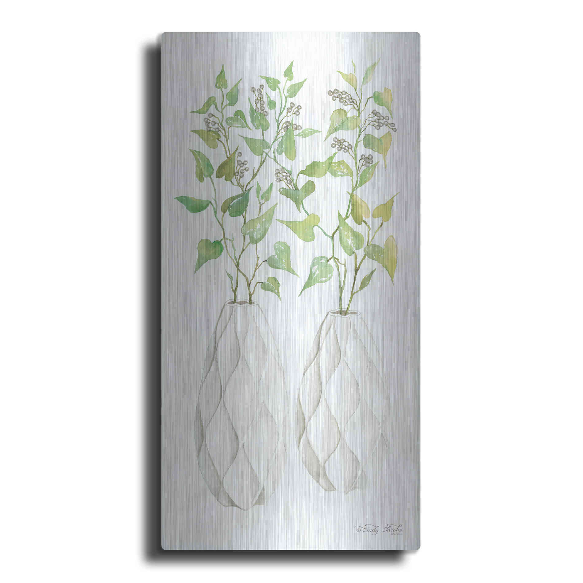 Luxe Metal Art 'Geometric Vase II' by Cindy Jacobs, Metal Wall Art