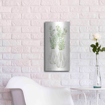 Luxe Metal Art 'Geometric Vase III' by Cindy Jacobs, Metal Wall Art,12x24