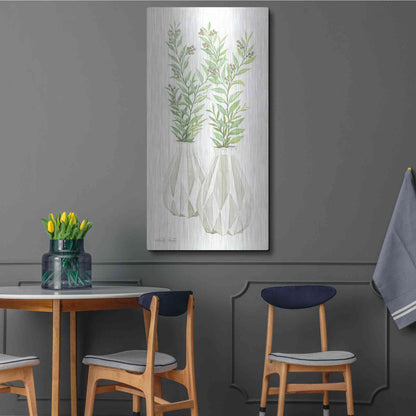 Luxe Metal Art 'Geometric Vase III' by Cindy Jacobs, Metal Wall Art,24x48