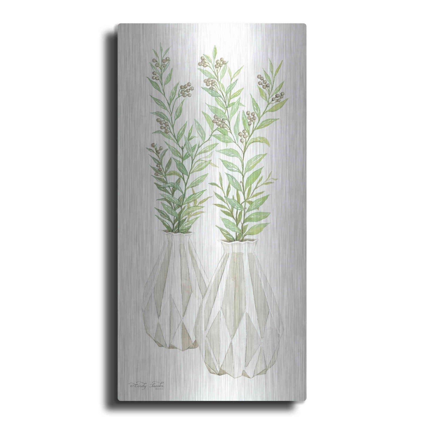 Luxe Metal Art 'Geometric Vase III' by Cindy Jacobs, Metal Wall Art