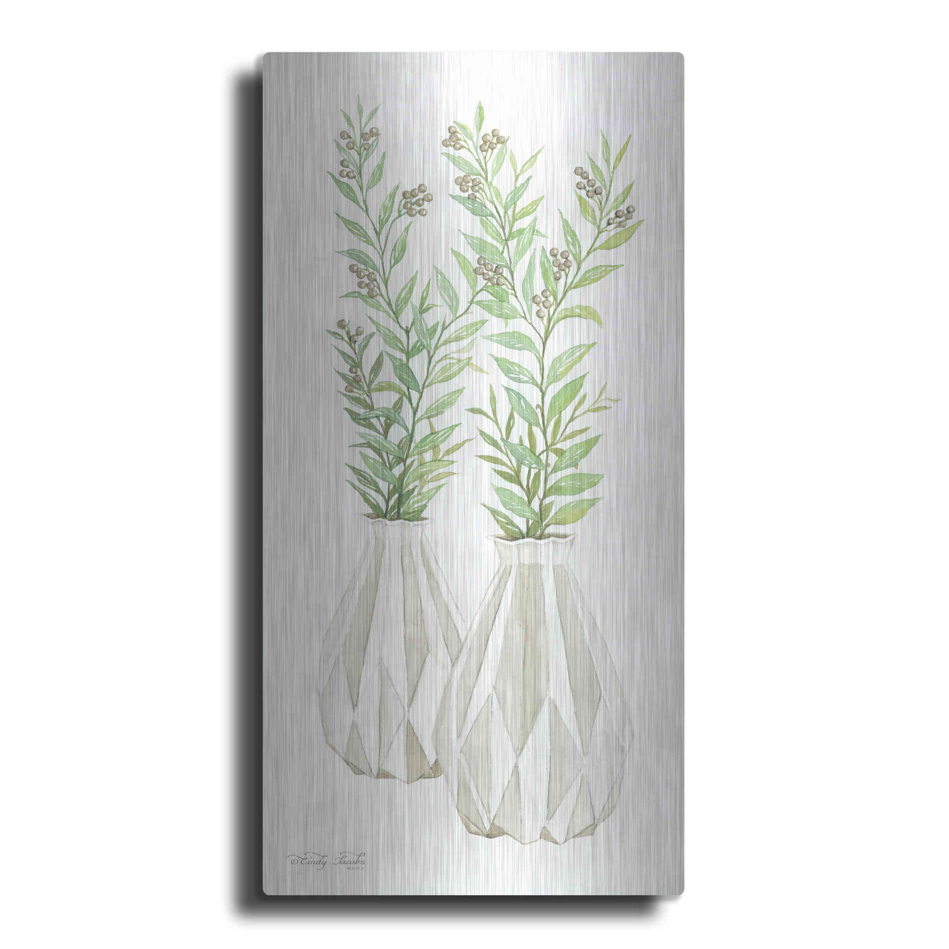 Luxe Metal Art 'Geometric Vase III' by Cindy Jacobs, Metal Wall Art