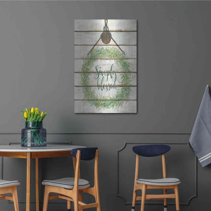 Luxe Metal Art 'Simply Blessed Wreath on Wood Panels' by Cindy Jacobs, Metal Wall Art,24x36