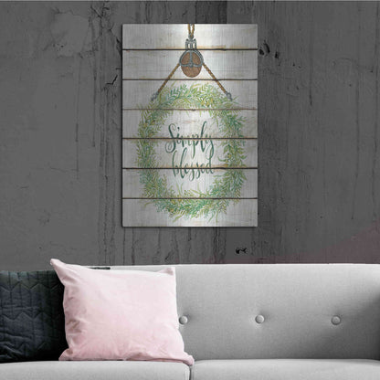 Luxe Metal Art 'Simply Blessed Wreath on Wood Panels' by Cindy Jacobs, Metal Wall Art,24x36