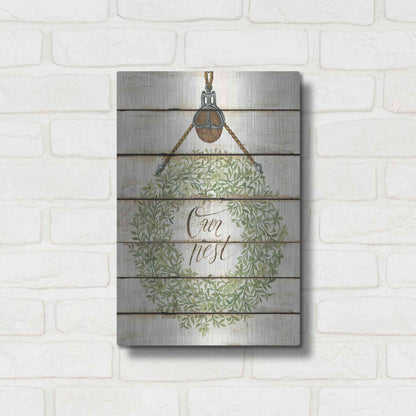 Luxe Metal Art 'Our Nest Wreath on Wood Panels' by Cindy Jacobs, Metal Wall Art,12x16