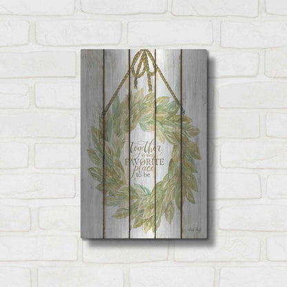 Luxe Metal Art 'Together Wreath on Wood Panels' by Cindy Jacobs, Metal Wall Art,12x16