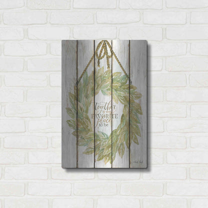 Luxe Metal Art 'Together Wreath on Wood Panels' by Cindy Jacobs, Metal Wall Art,16x24