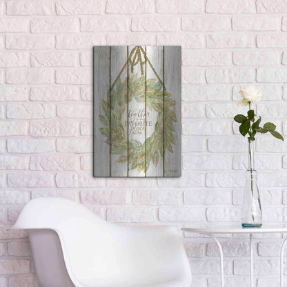 Luxe Metal Art 'Together Wreath on Wood Panels' by Cindy Jacobs, Metal Wall Art,16x24