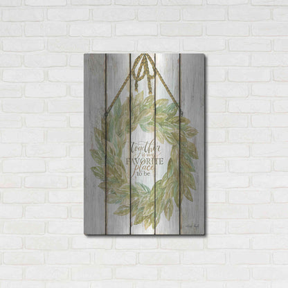 Luxe Metal Art 'Together Wreath on Wood Panels' by Cindy Jacobs, Metal Wall Art,24x36