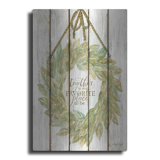 Luxe Metal Art 'Together Wreath on Wood Panels' by Cindy Jacobs, Metal Wall Art