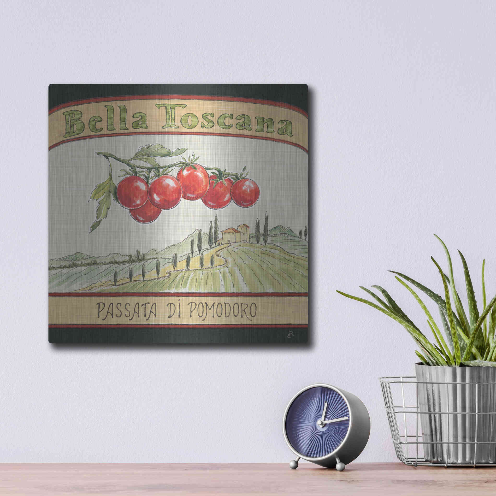 Luxe Metal Art 'Tuscan Flavor V' by Daphne Brissonet, Metal Wall Art,12x12