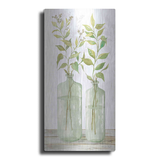Luxe Metal Art 'Simple Leaves in Jar I' by Cindy Jacobs, Metal Wall Art