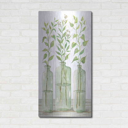 Luxe Metal Art 'Simple Leaves in Jar II' by Cindy Jacobs, Metal Wall Art,24x48