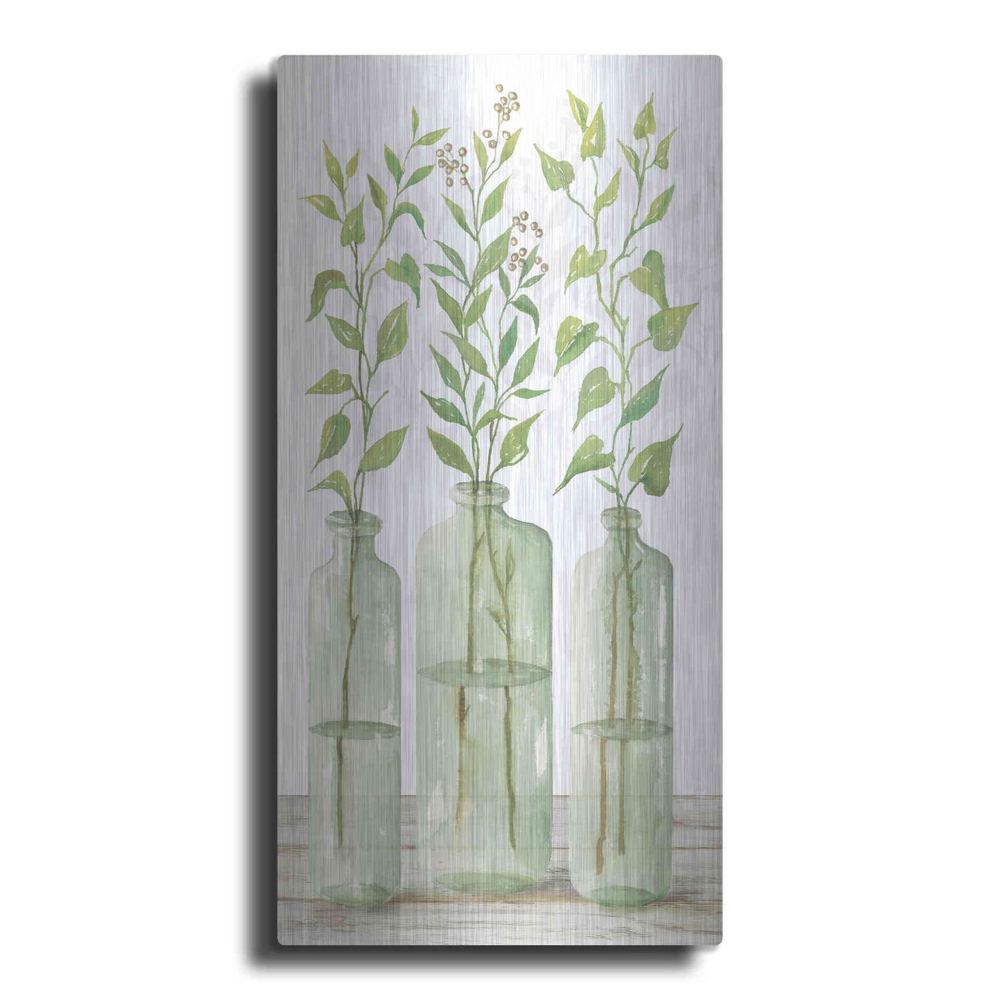 Luxe Metal Art 'Simple Leaves in Jar II' by Cindy Jacobs, Metal Wall Art