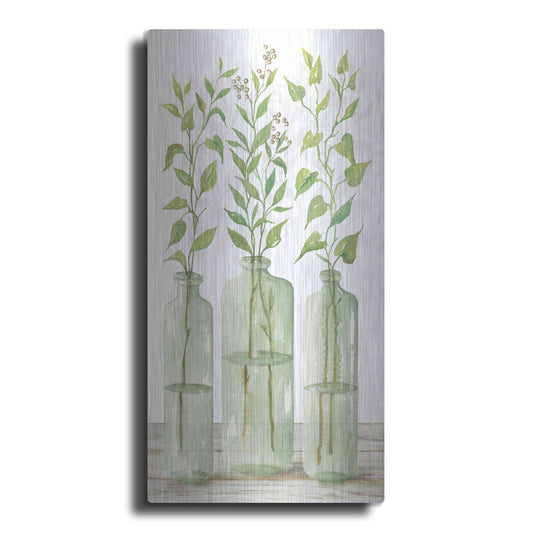 Luxe Metal Art 'Simple Leaves in Jar II' by Cindy Jacobs, Metal Wall Art