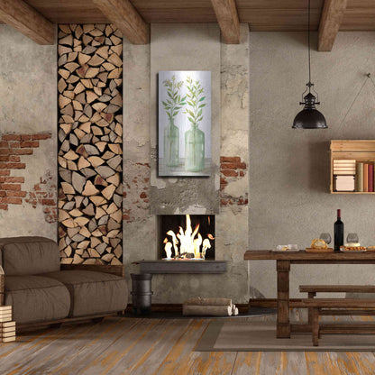 Luxe Metal Art 'Simple Leaves in Jar III' by Cindy Jacobs, Metal Wall Art,24x48