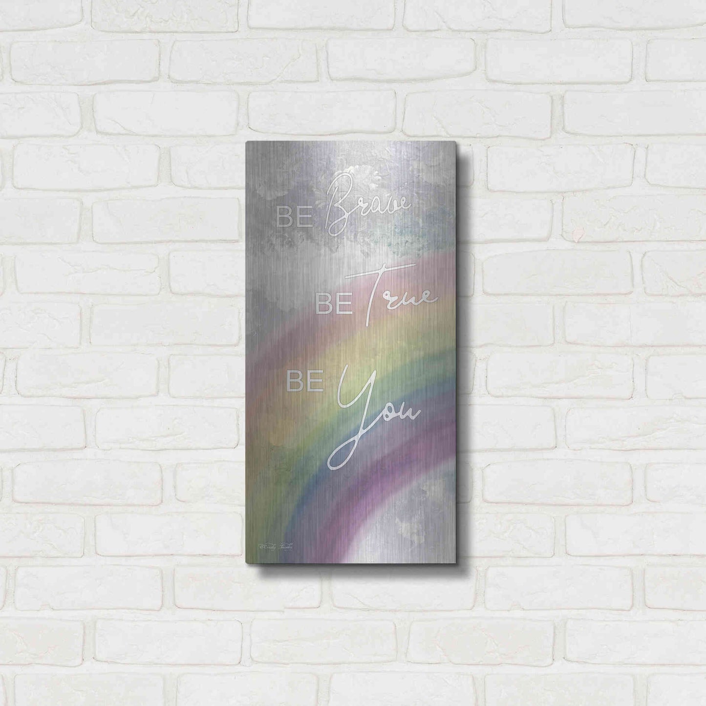 Luxe Metal Art 'Be Brave' by Cindy Jacobs, Metal Wall Art,12x24