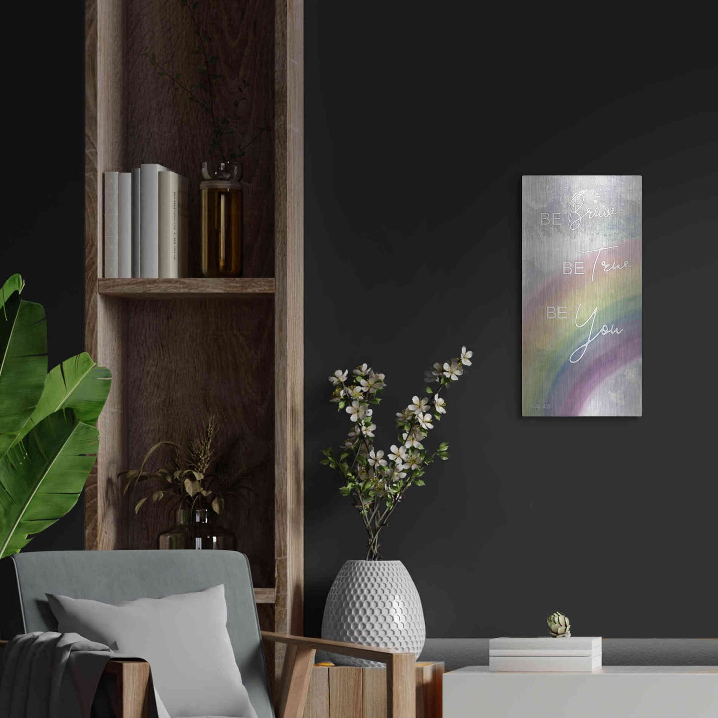 Luxe Metal Art 'Be Brave' by Cindy Jacobs, Metal Wall Art,12x24