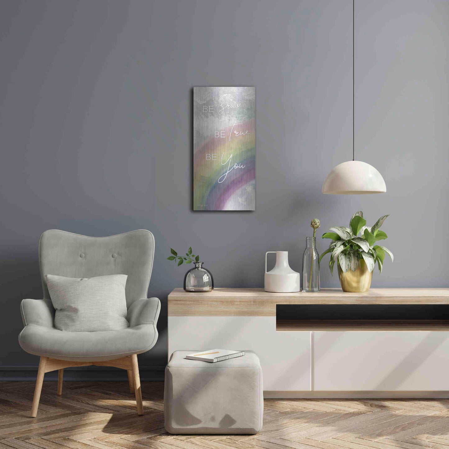 Luxe Metal Art 'Be Brave' by Cindy Jacobs, Metal Wall Art,12x24